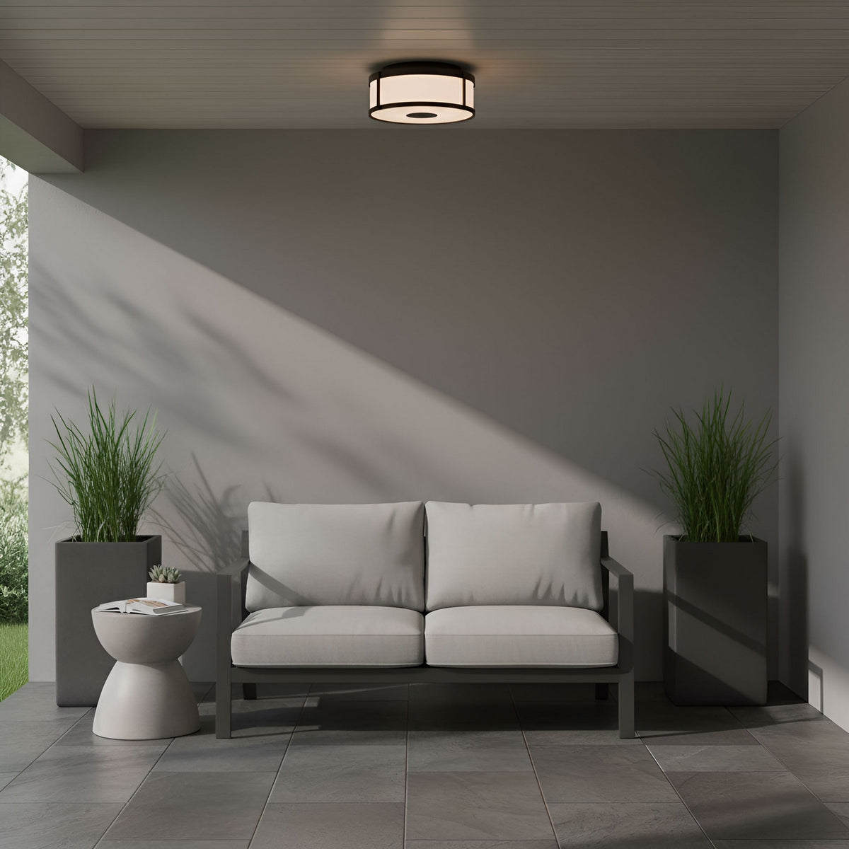 Luning Two Light Flush Mount — Opal Etched