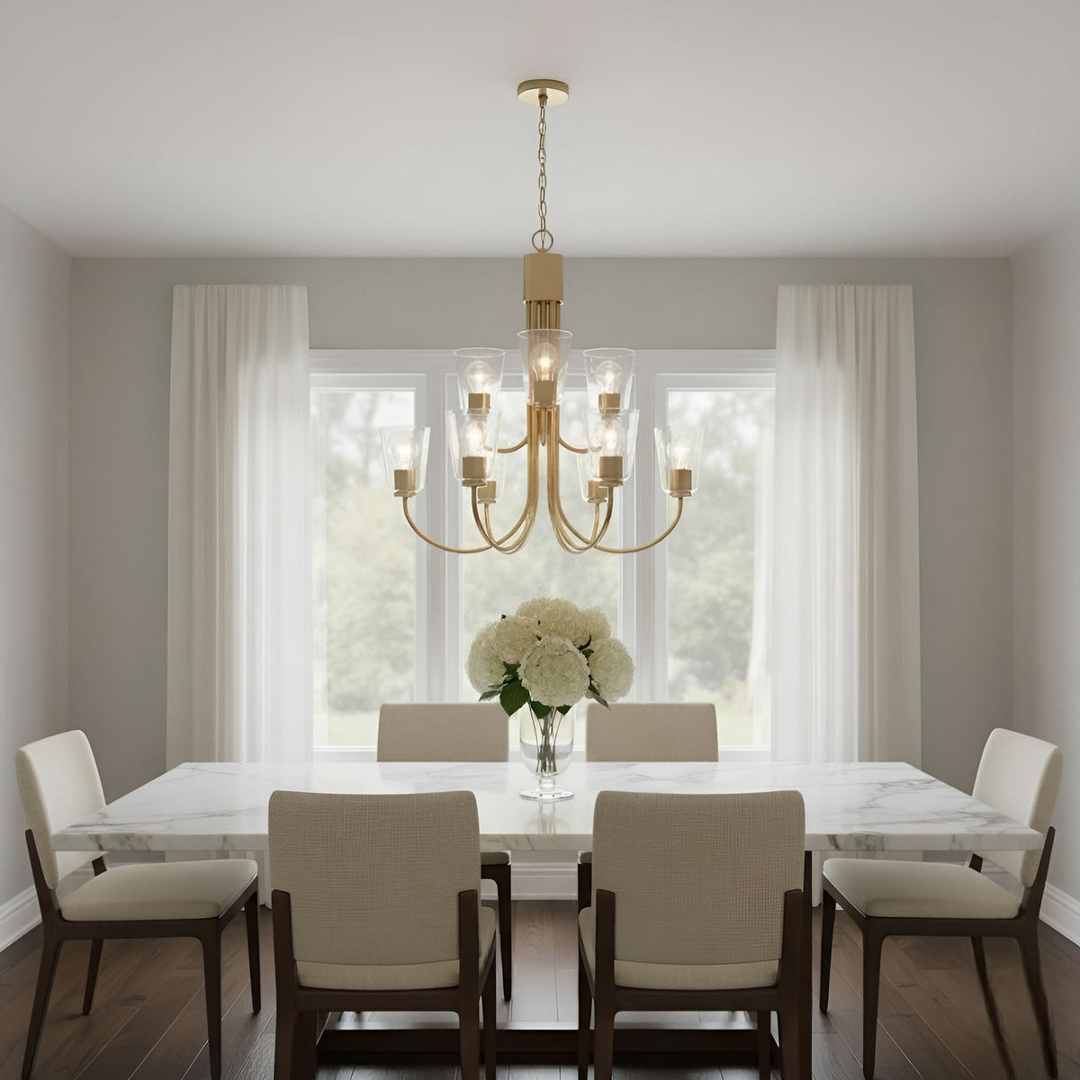 Miles Nine Light Chandelier — Clear