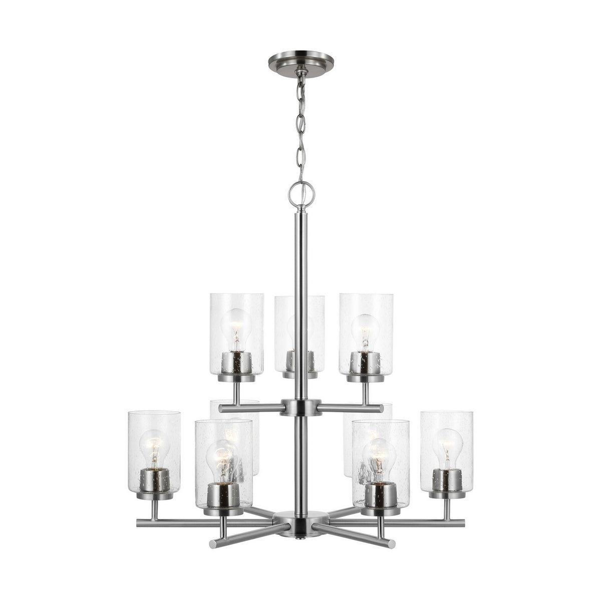 Oslo Nine Light Chandelier — Clear Seeded