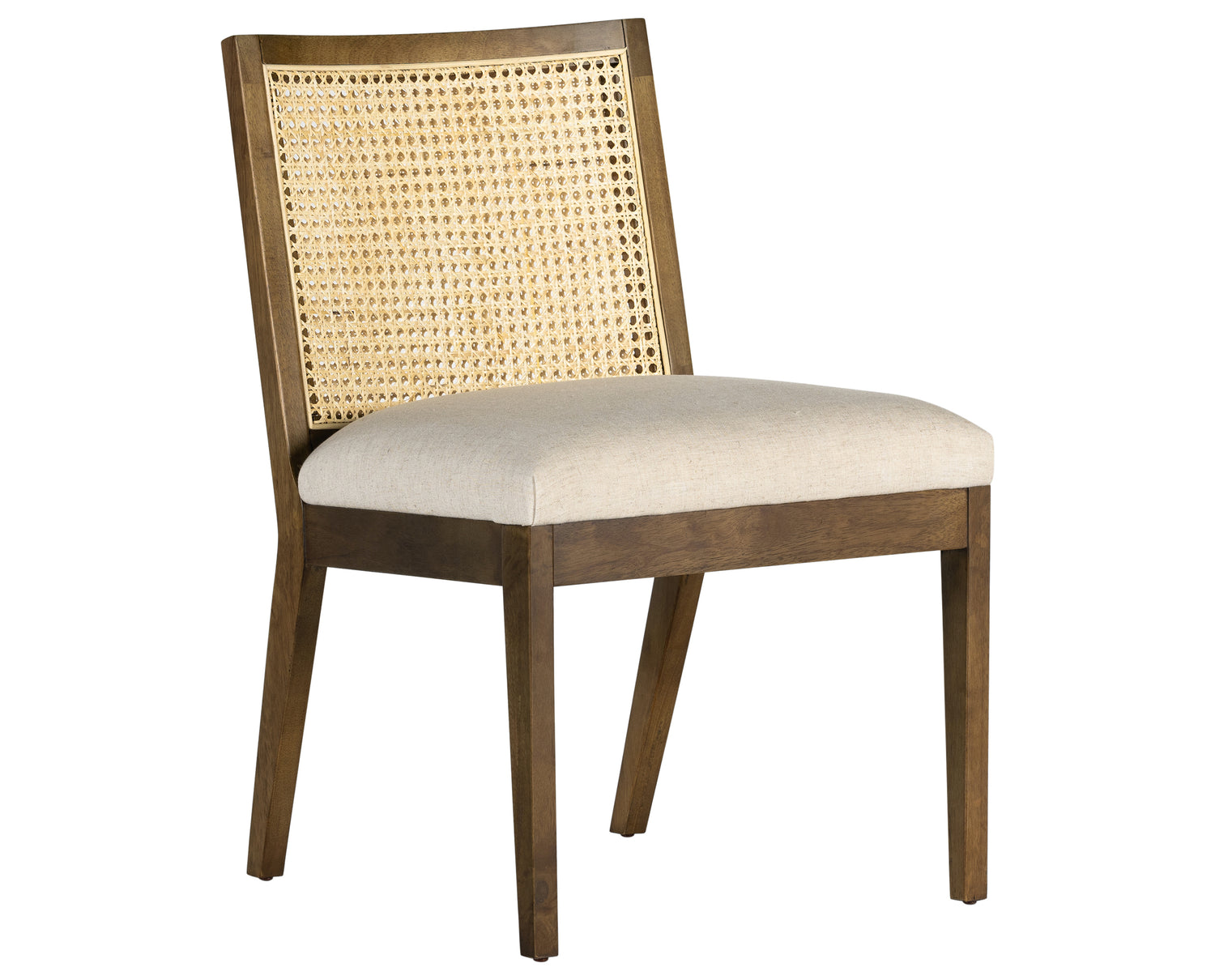 Savile Flax Fabric and Toasted Parawood with Light Natural Cane | Antonia Cane Armless Dining Chair | Valley Ridge Furniture