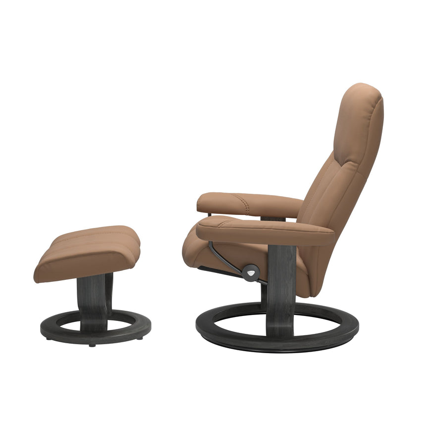 Consul Recliner - Classic Base - Batick Latte - Grey Wood