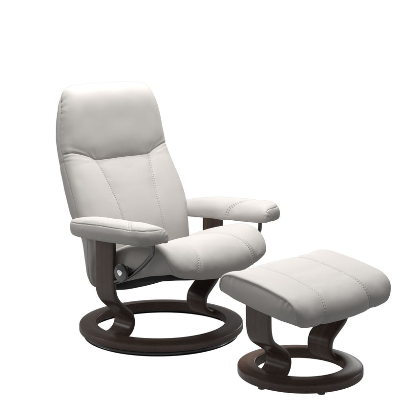Consul Recliner - Classic Base - Batick Milky White - Wenge Wood