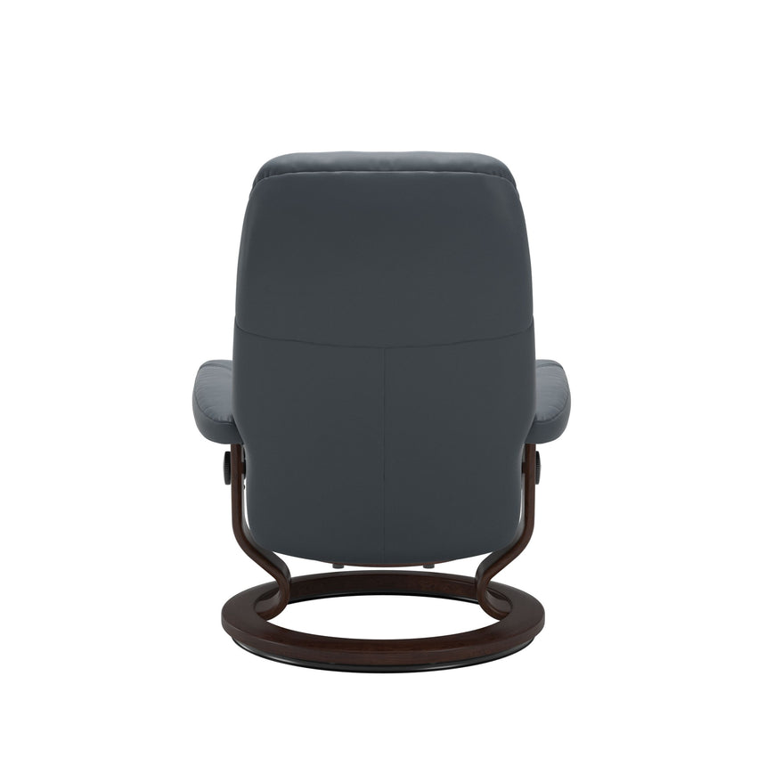 Consul Recliner - Classic Base - Batick Atlantic Blue - Brown Wood