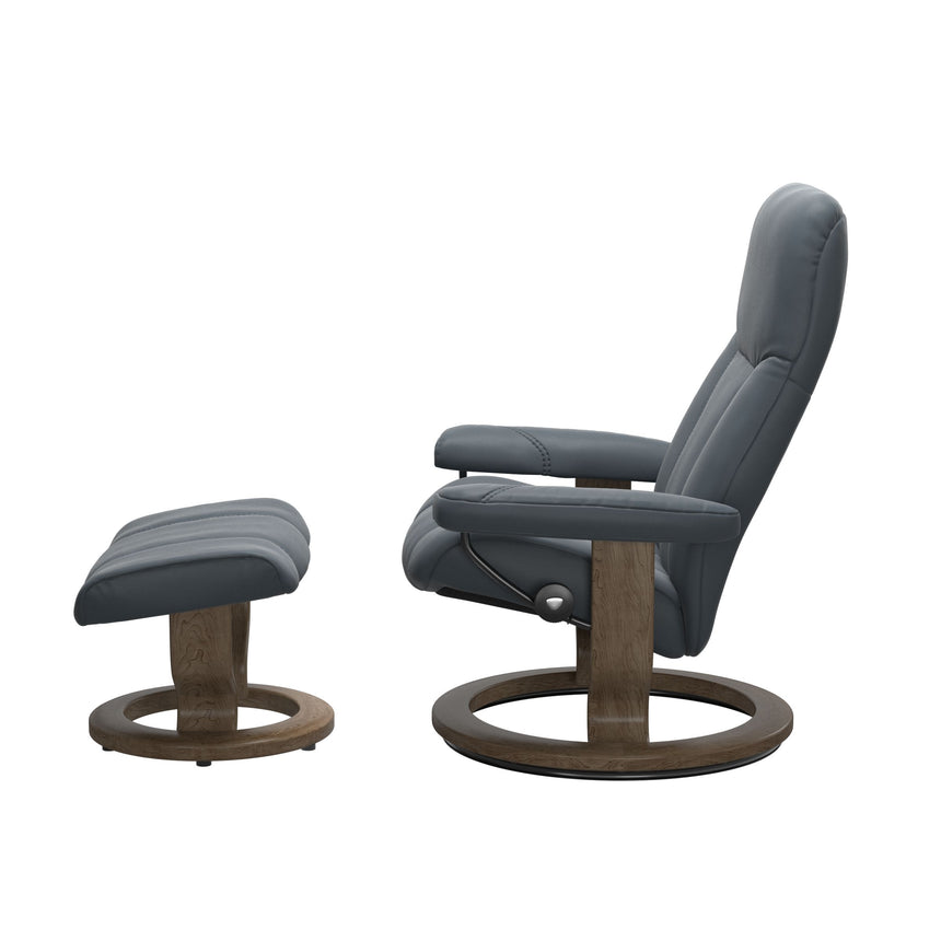 Consul Recliner - Classic Base - Batick Atlantic Blue - Smoked Oak Wood