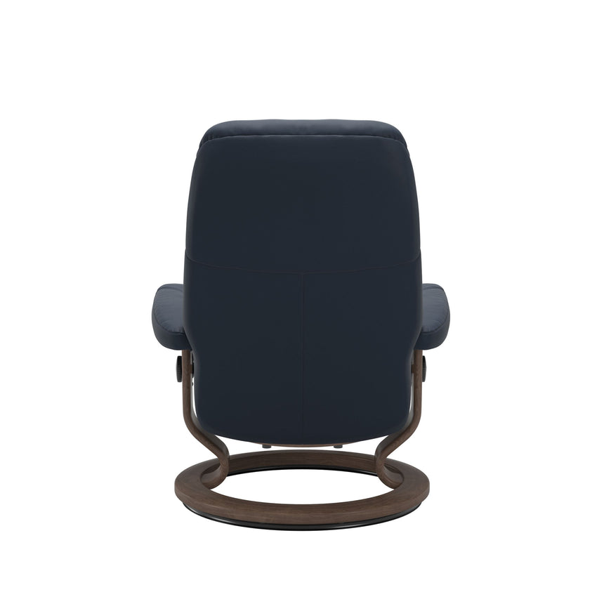 Consul Recliner - Classic Base - Paloma Oxford Blue - Walnut Wood