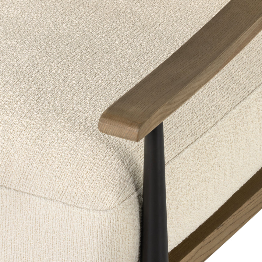 Kerbey Ivory Fabric & Toasted Solid Ash with Gunmetal Iron | Kennedy Chair | Valley Ridge Furniture