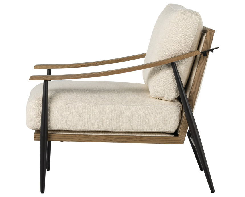 Kerbey Ivory Fabric & Toasted Solid Ash with Gunmetal Iron | Kennedy Chair | Valley Ridge Furniture