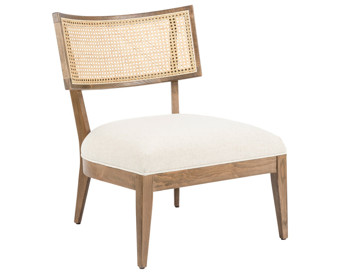 Savile Flax Fabric & Distressed Sable Nettlewood with Natural Cane | Britt Chair | Valley Ridge Furniture