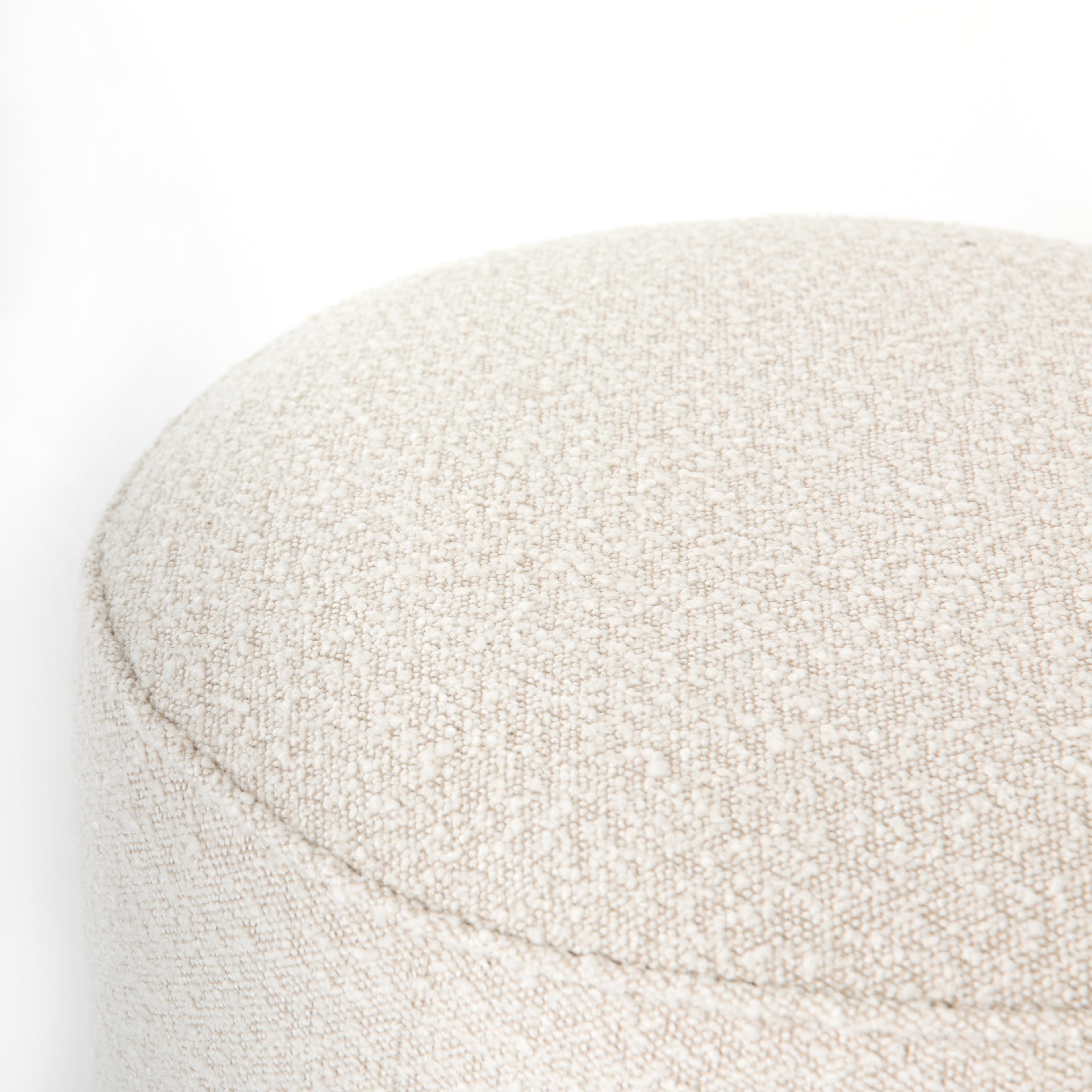 Knoll Natural Fabric & Distressed Natural Parawood | Sinclair Round Ottoman | Valley Ridge Furniture
