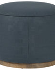 Fresno Cobalt Faux Leather & Distressed Natural Parawood | Sinclair Round Ottoman | Valley Ridge Furniture