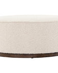 Knoll Natural Fabric with Distressed Natural Parawood | Sinclair Large Round Ottoman | Valley Ridge Furniture