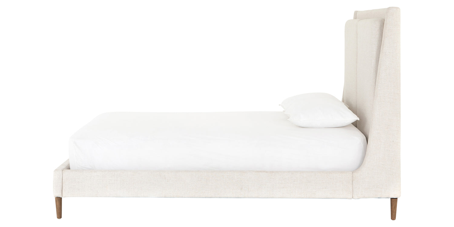 Dover Crescent Fabric with Distressed Natural Parawood (King Size) | Potter Bed | Valley Ridge Furniture