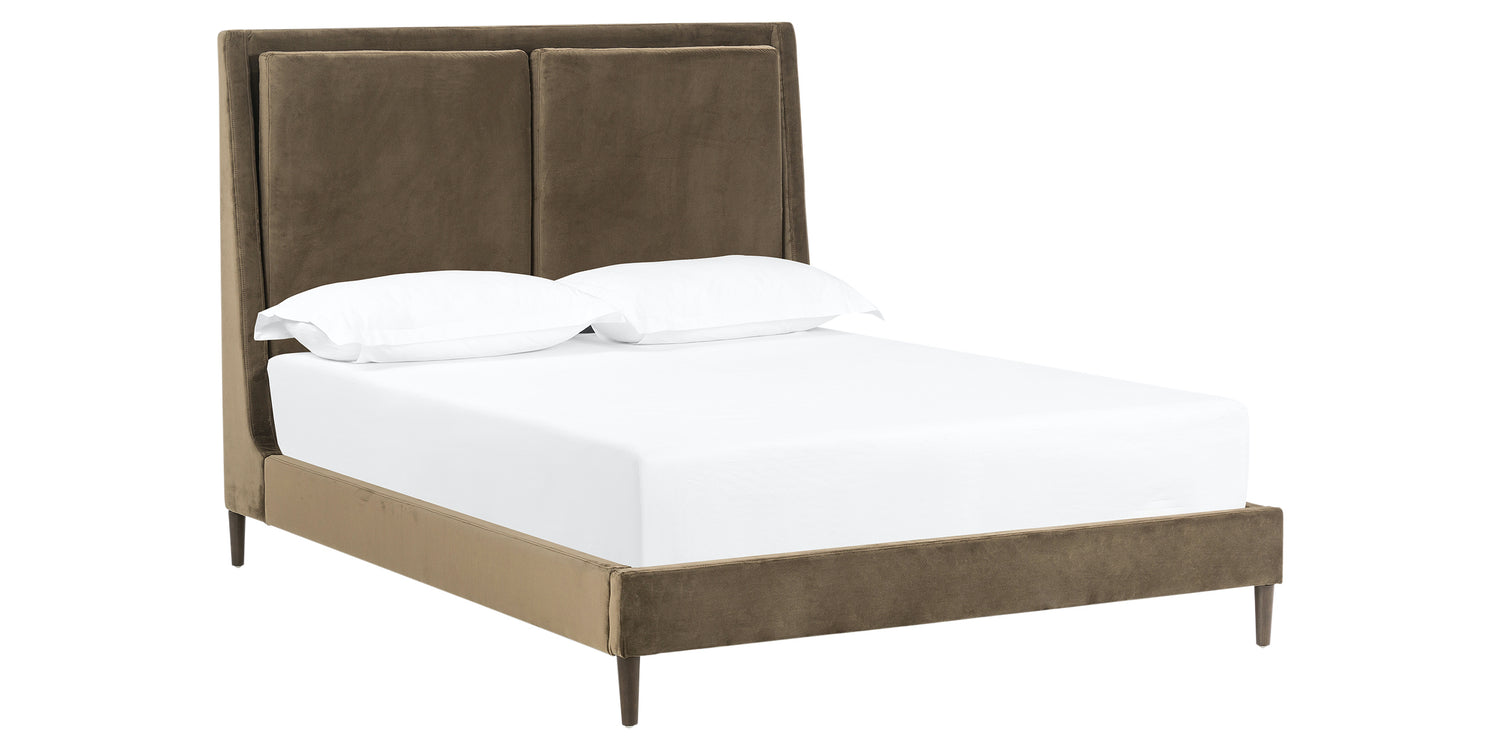 Surrey Olive Fabric with Burnt Oak (Queen Size) | Potter Bed | Valley Ridge Furniture