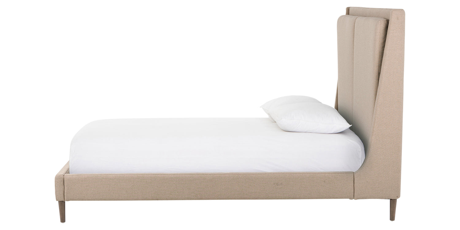 Antwerp Taupe Fabric with Burnt Oak (King Size) | Potter Bed | Valley Ridge Furniture