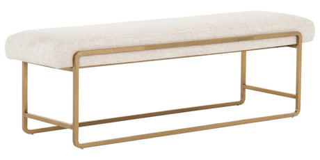 Thames Cream Fabric with Polished Brass Stainless Steel | Sled Bench | Valley Ridge Furniture