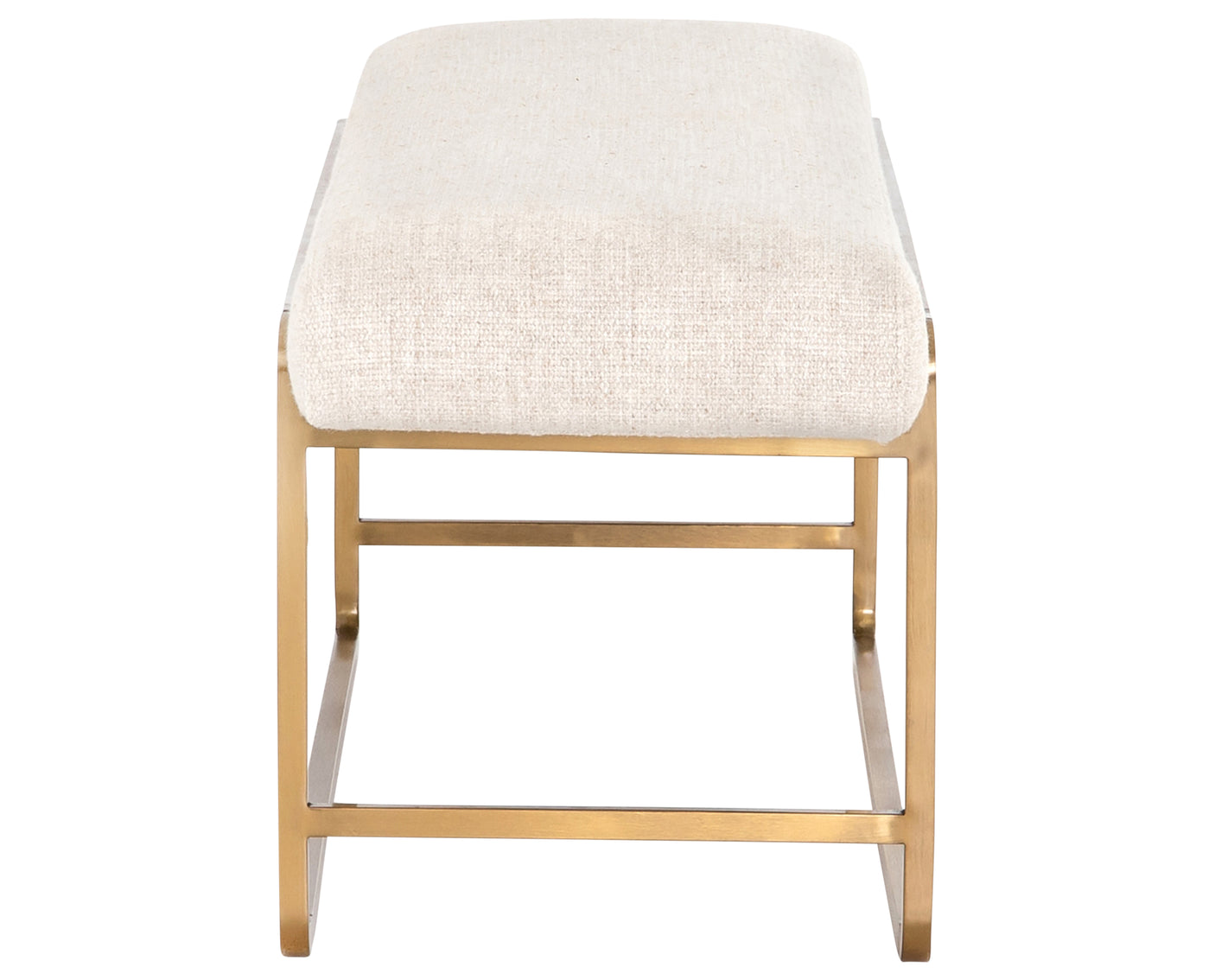 Thames Cream Fabric with Polished Brass Stainless Steel | Sled Bench | Valley Ridge Furniture