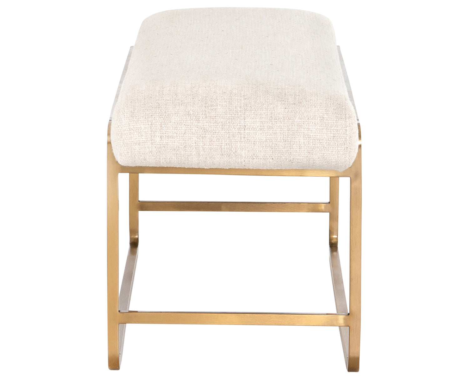 Thames Cream Fabric with Polished Brass Stainless Steel | Sled Bench | Valley Ridge Furniture