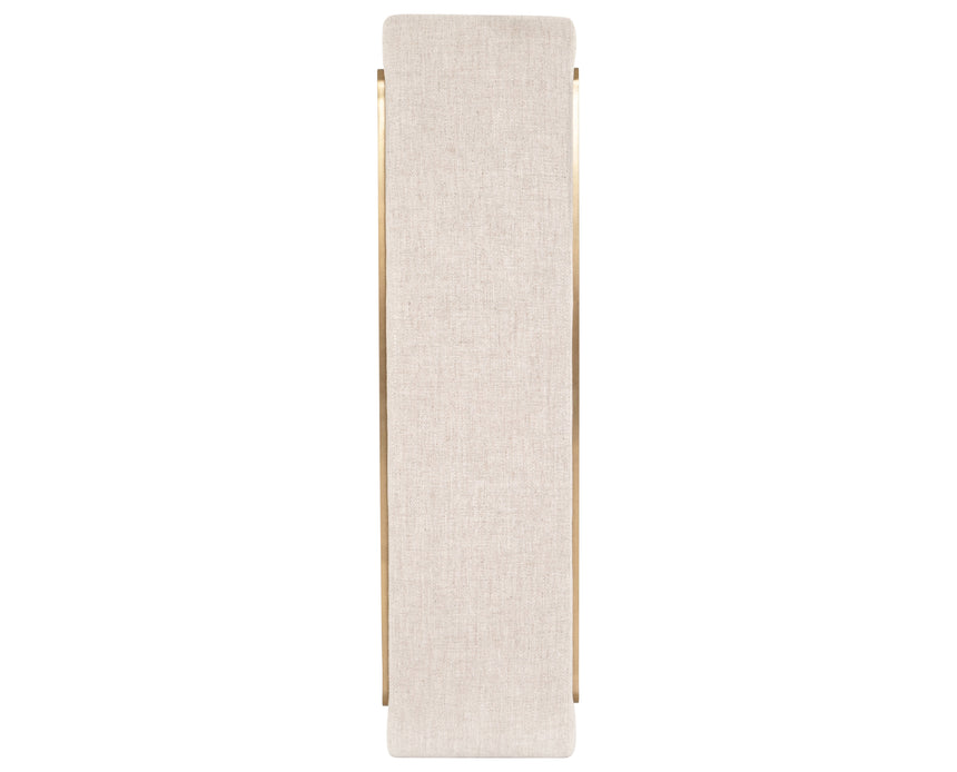 Thames Cream Fabric with Polished Brass Stainless Steel | Sled Bench | Valley Ridge Furniture