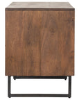 Brown Wash Mango & Brown Cane with Charcoal Grey Iron | Carmel Media Console | Valley Ridge Furniture