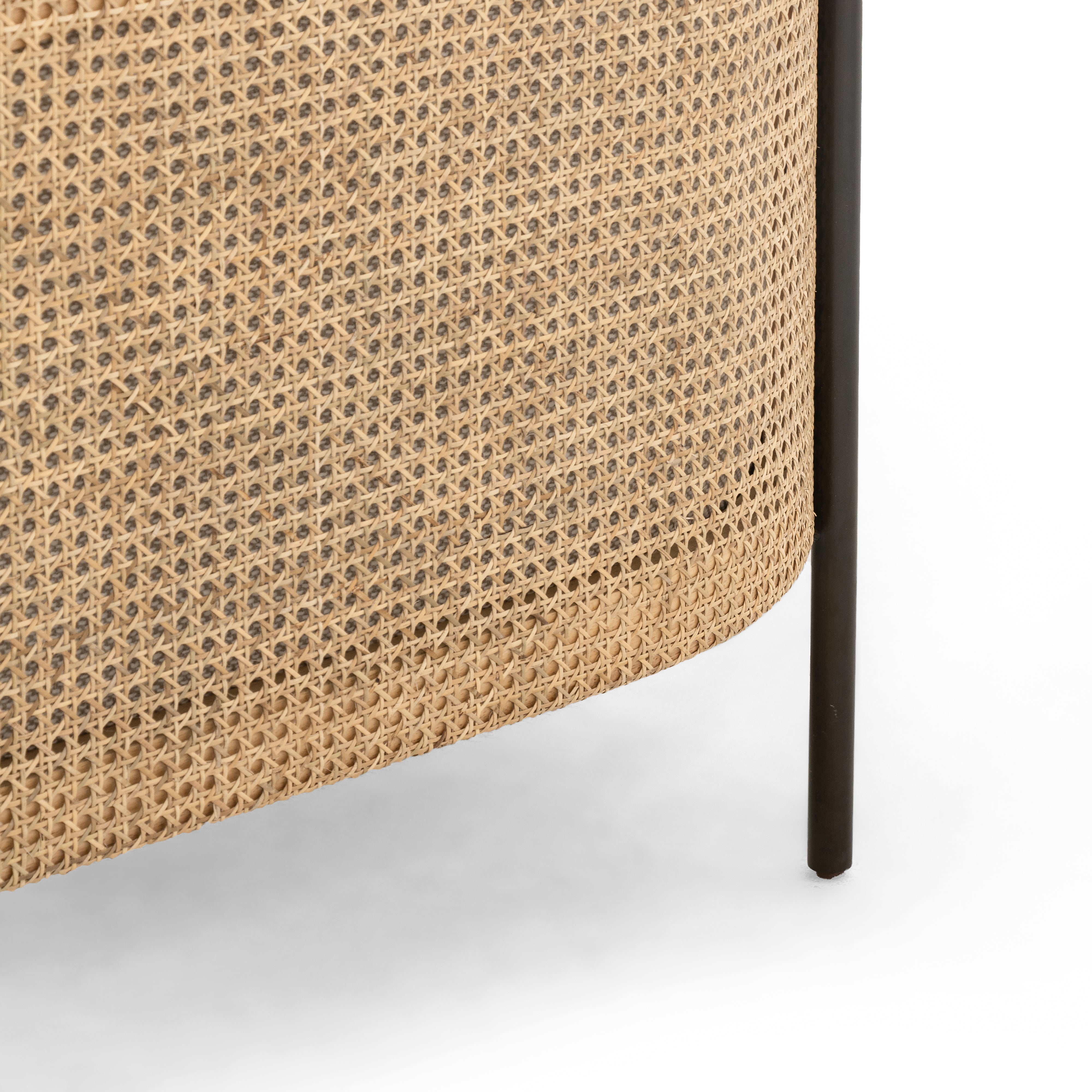 Gable Taupe Fabric & Natural Cane Rattan with Gunmetal Iron | Jayda Chair | Valley Ridge Furniture