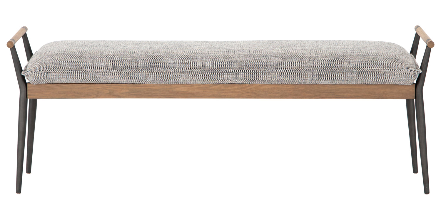 Thames Raven Fabric & Toasted Oak with Carbon Black Stainless Steel | Charlotte Bench | Valley Ridge Furniture