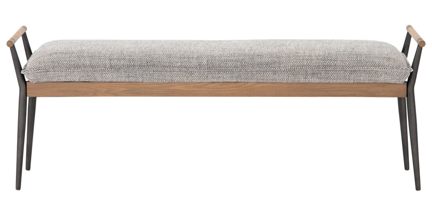 Thames Raven Fabric & Toasted Oak with Carbon Black Stainless Steel | Charlotte Bench | Valley Ridge Furniture