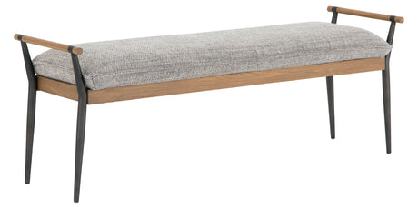 Thames Raven Fabric & Toasted Oak with Carbon Black Stainless Steel | Charlotte Bench | Valley Ridge Furniture