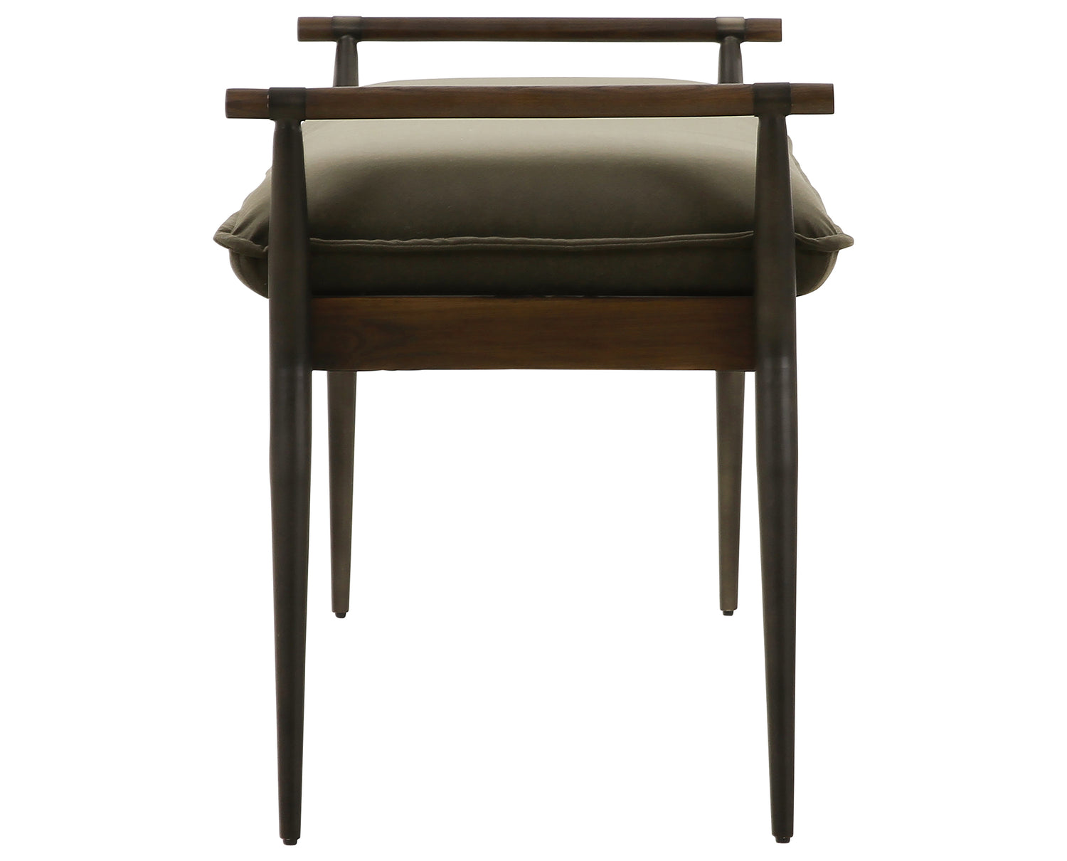 Modern Velvet Loden Fabric & Burnt Oak with Carbon Black Stainless Steel | Charlotte Bench | Valley Ridge Furniture