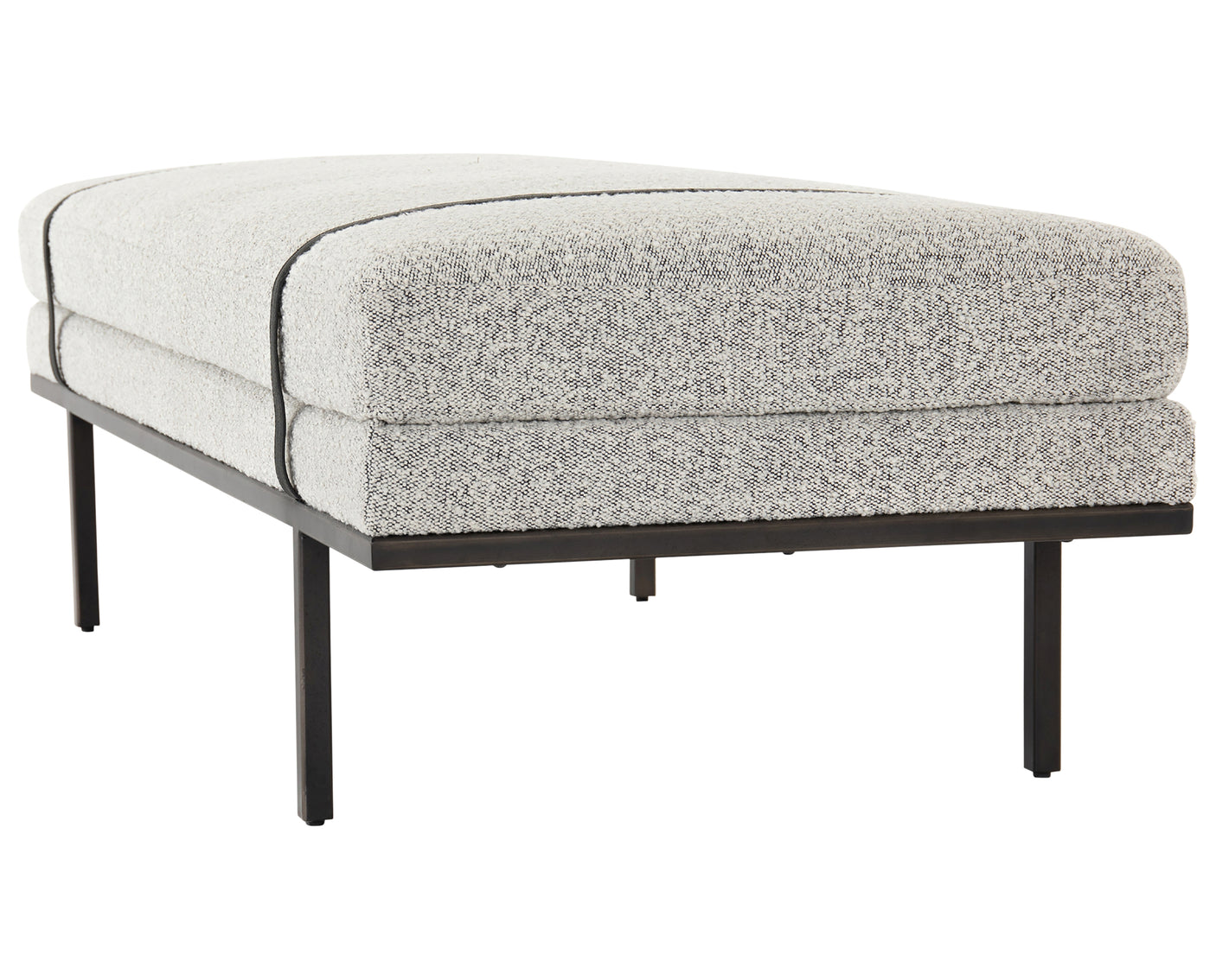 Knoll Domino Fabric & Gunmetal Iron with Umber Black Leather | Harris Accent Bench | Valley Ridge Furniture