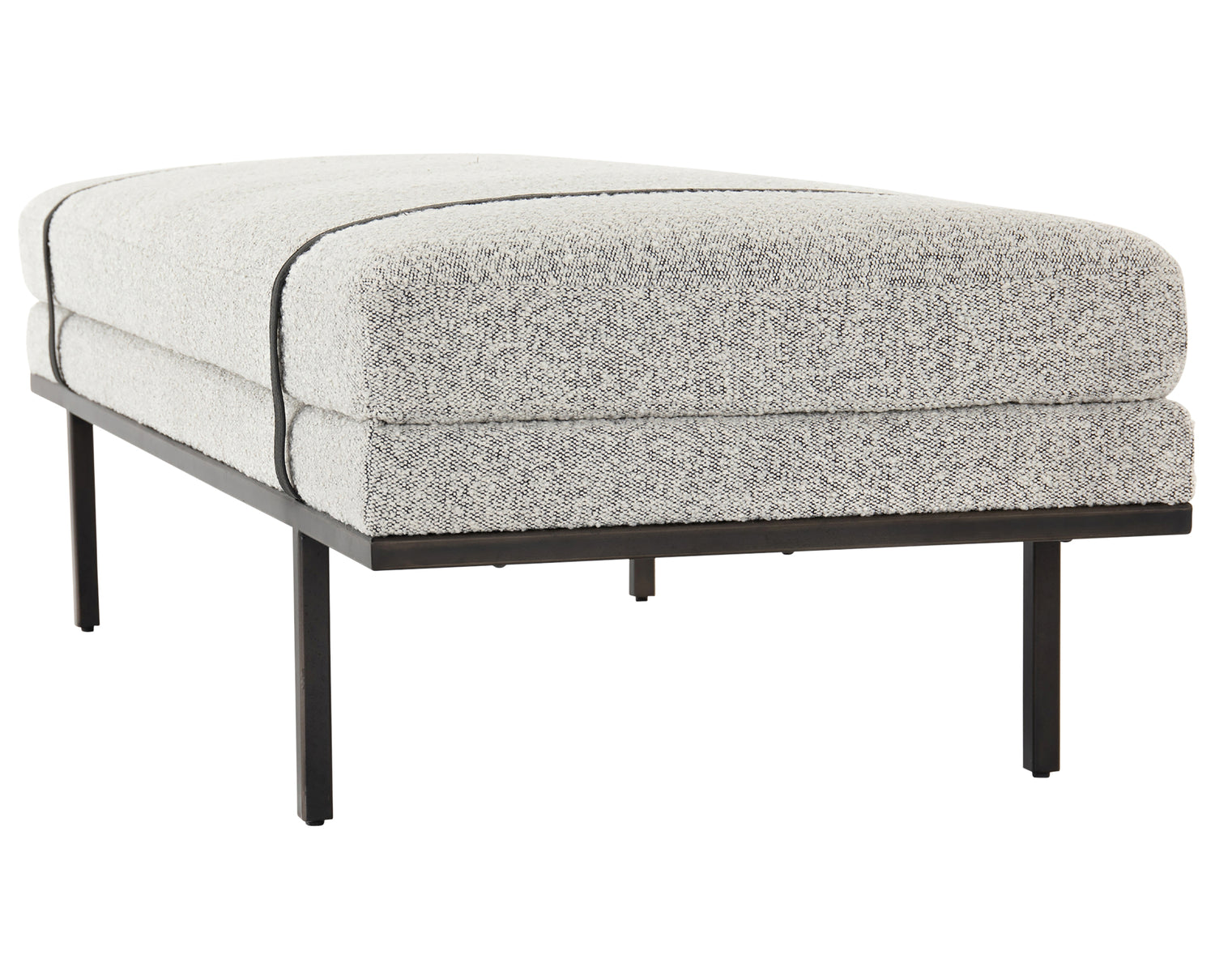 Knoll Domino Fabric & Gunmetal Iron with Umber Black Leather | Harris Accent Bench | Valley Ridge Furniture