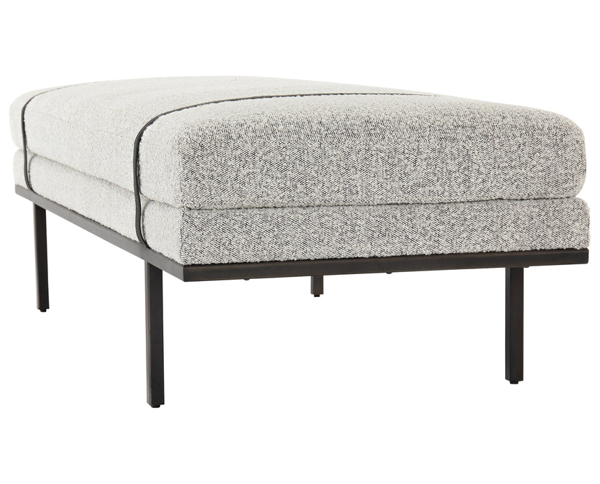 Knoll Domino Fabric & Gunmetal Iron with Umber Black Leather | Harris Accent Bench | Valley Ridge Furniture