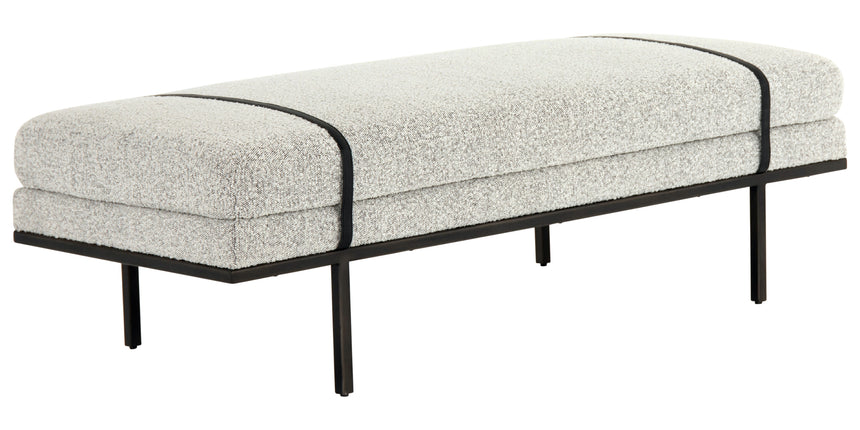 Knoll Domino Fabric & Gunmetal Iron with Umber Black Leather | Harris Accent Bench | Valley Ridge Furniture