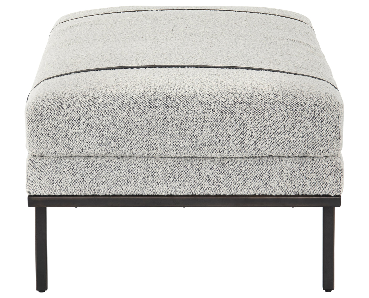 Knoll Domino Fabric & Gunmetal Iron with Umber Black Leather | Harris Accent Bench | Valley Ridge Furniture