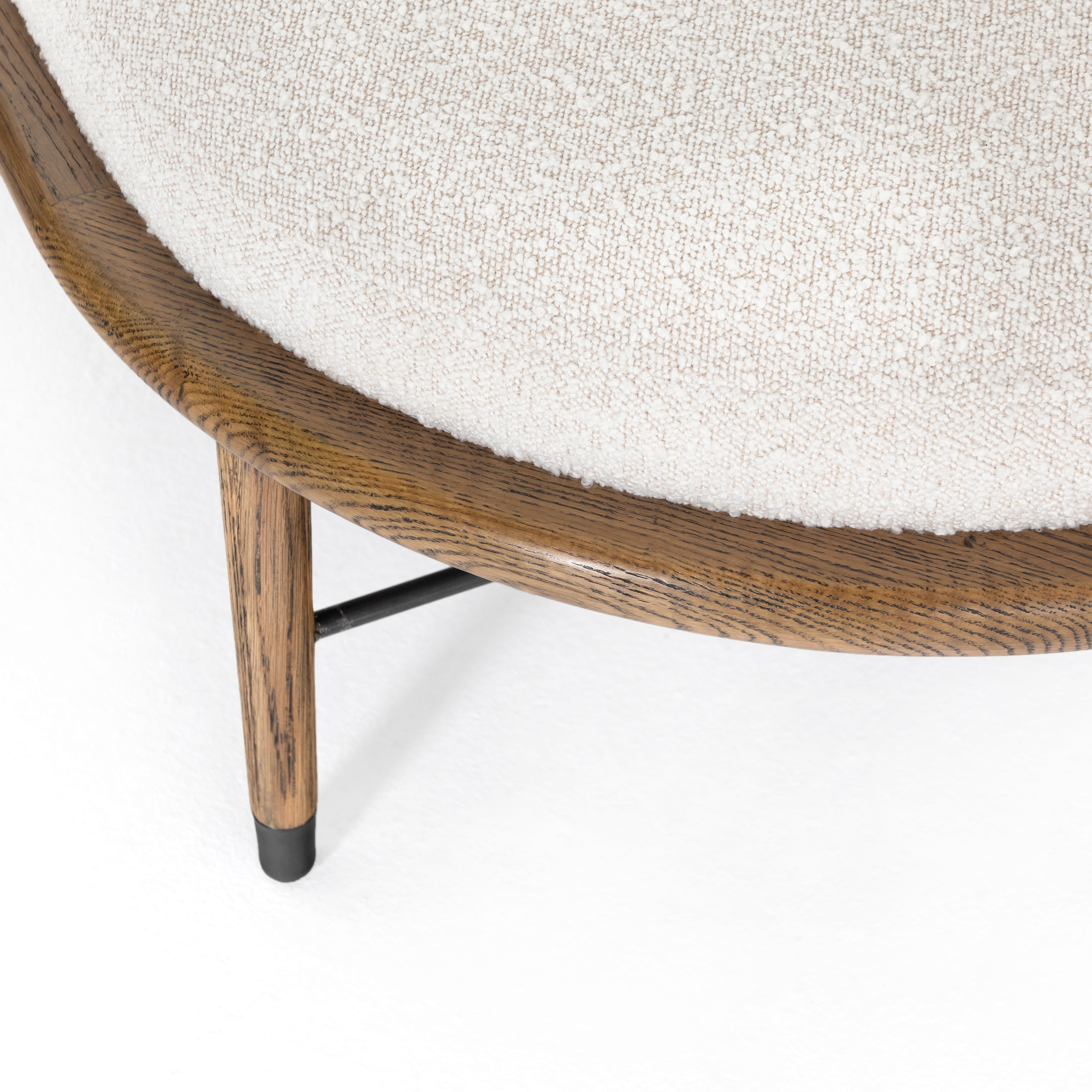 Knoll Natural Fabric &amp; Distressed Sable Ash with Gunmetal Iron | Petra Large Ottoman | Valley Ridge Furniture