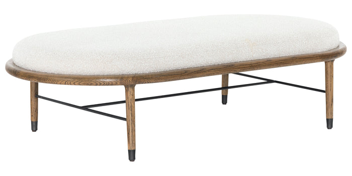 Knoll Natural Fabric & Distressed Sable Ash with Gunmetal Iron | Petra Large Ottoman | Valley Ridge Furniture