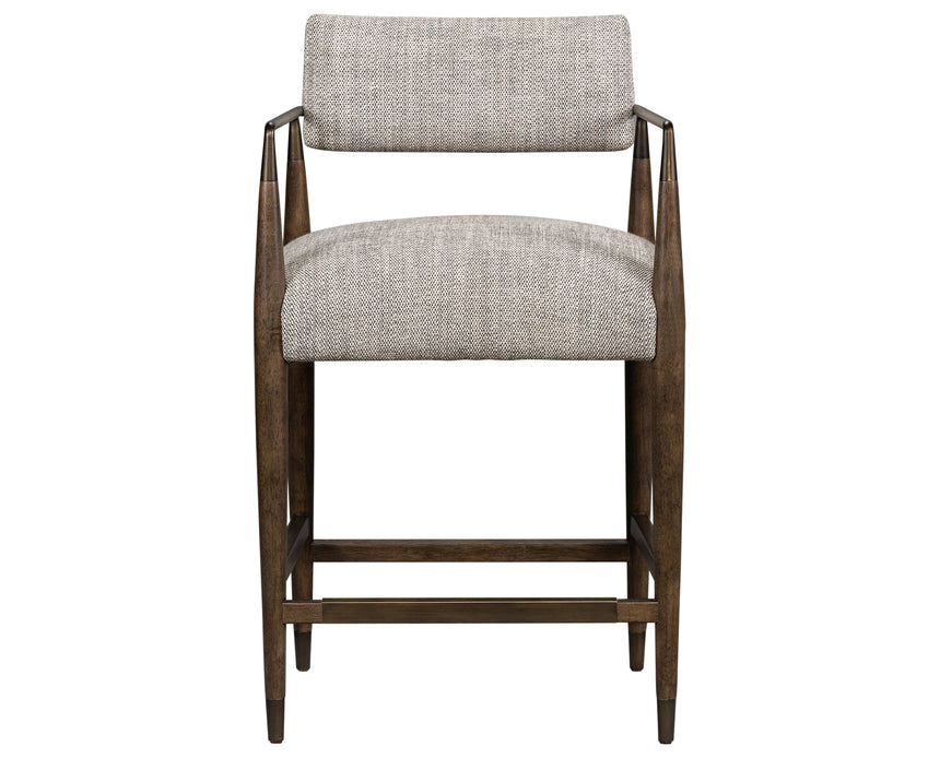 Thames Coal Fabric and Sierra Brown Parawood with Aged Bronze Iron (Counter Height) | Waldon Bar/Counter Stool | Valley Ridge Furniture