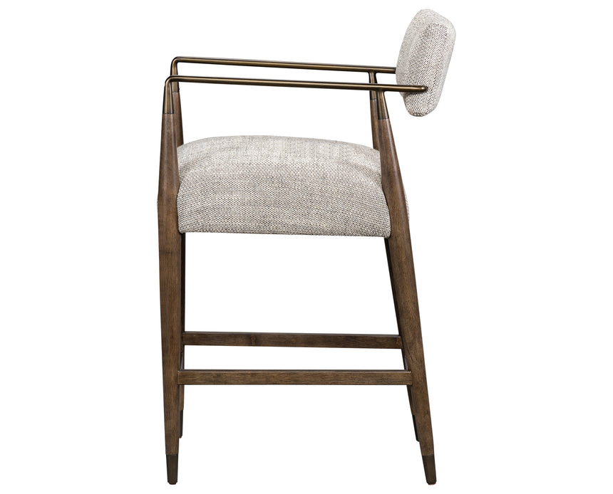 Thames Coal Fabric and Sierra Brown Parawood with Aged Bronze Iron (Counter Height) | Waldon Bar/Counter Stool | Valley Ridge Furniture