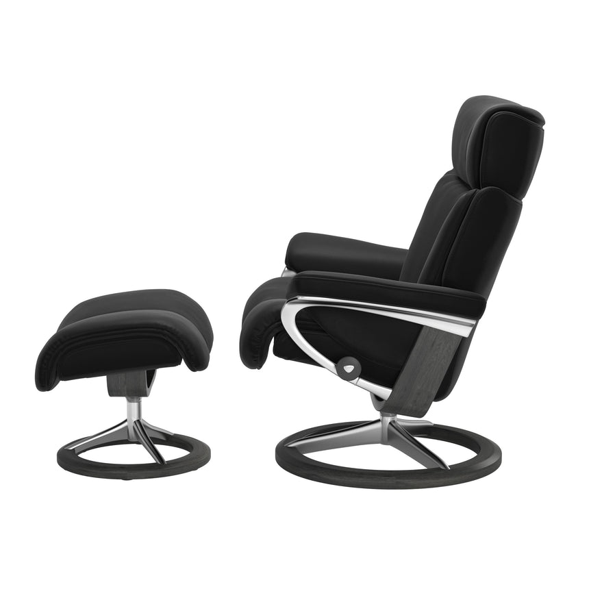 Magic Recliner - Signature Base - Paloma Black - Grey Wood