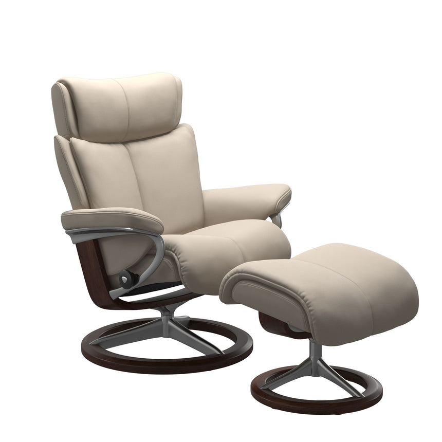 Magic Recliner - Signature Base - Paloma Fog - Brown Wood