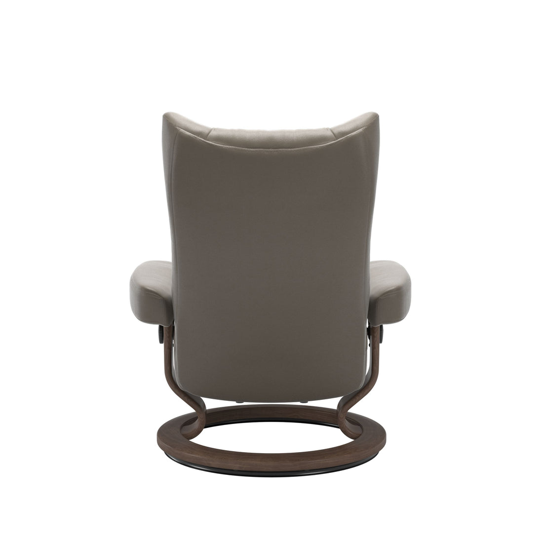 Stressless Wing Recliner Classic Base in Cori Mole, Walnut, back view