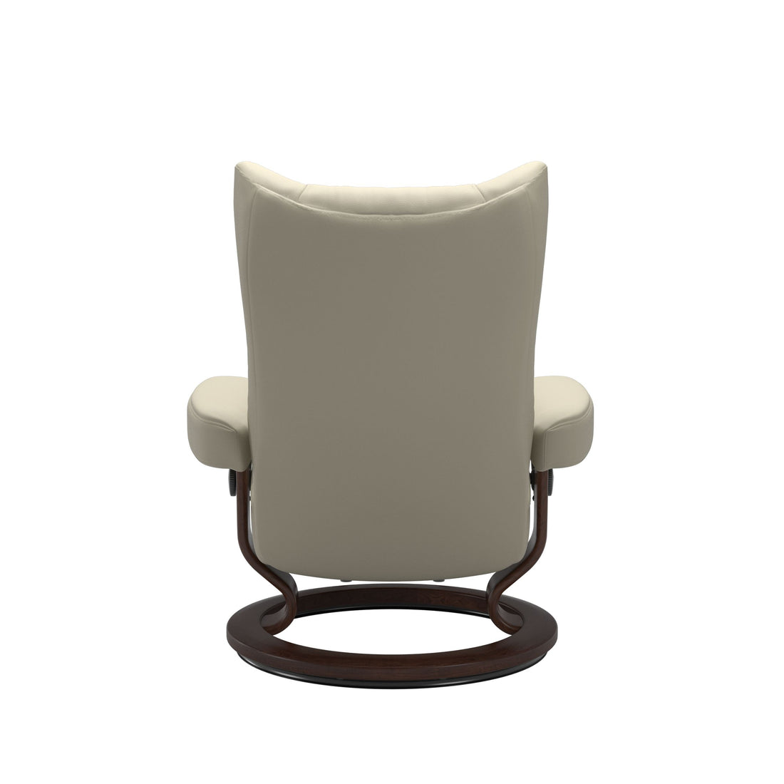 Stressless Wing Recliner Classic Base in Paloma Light Grey, Brown, back view