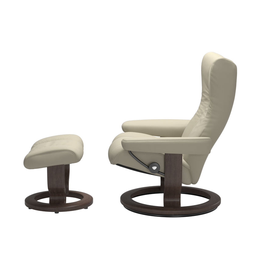 Wing Recliner - Classic Base - Paloma Light Grey - Wenge Wood