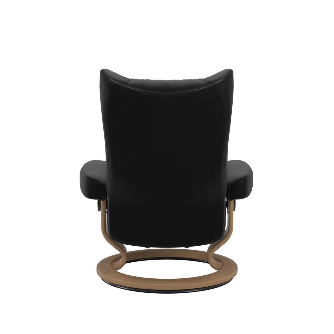 Stressless Wing Recliner Classic Base in Paloma Black, Oak, back view