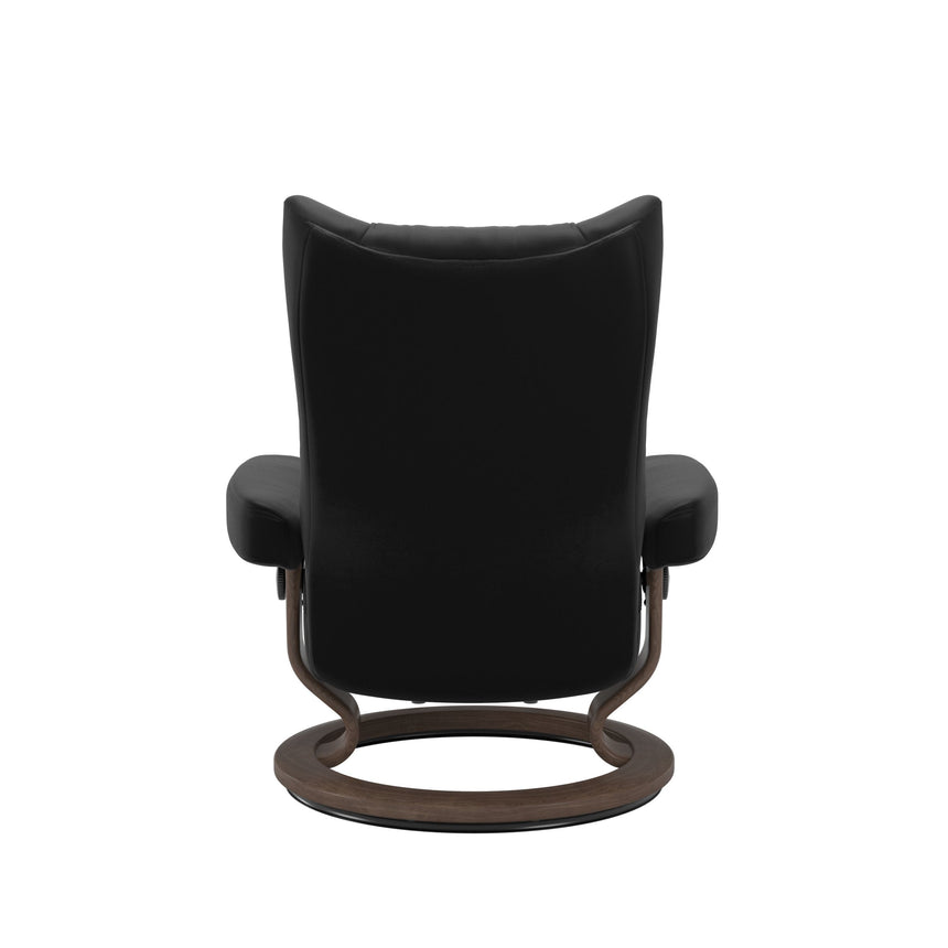 Wing Recliner - Classic Base - Paloma Black - Walnut Wood