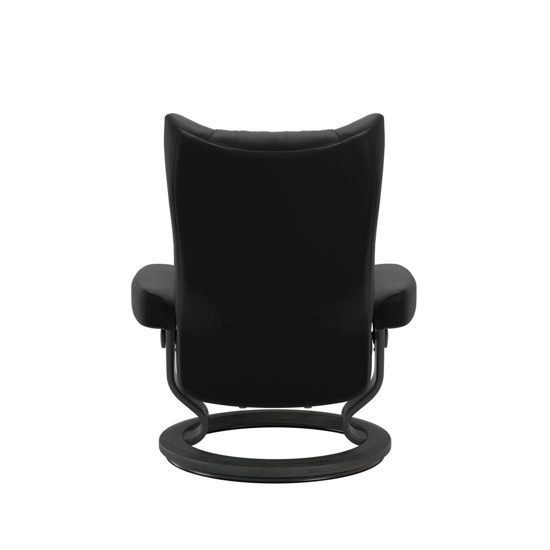 Stressless Wing Recliner Classic Base in Paloma Black, Grey, back view