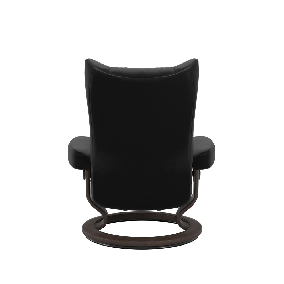 Stressless Wing Recliner Classic Base in Paloma Black, Wenge, back view