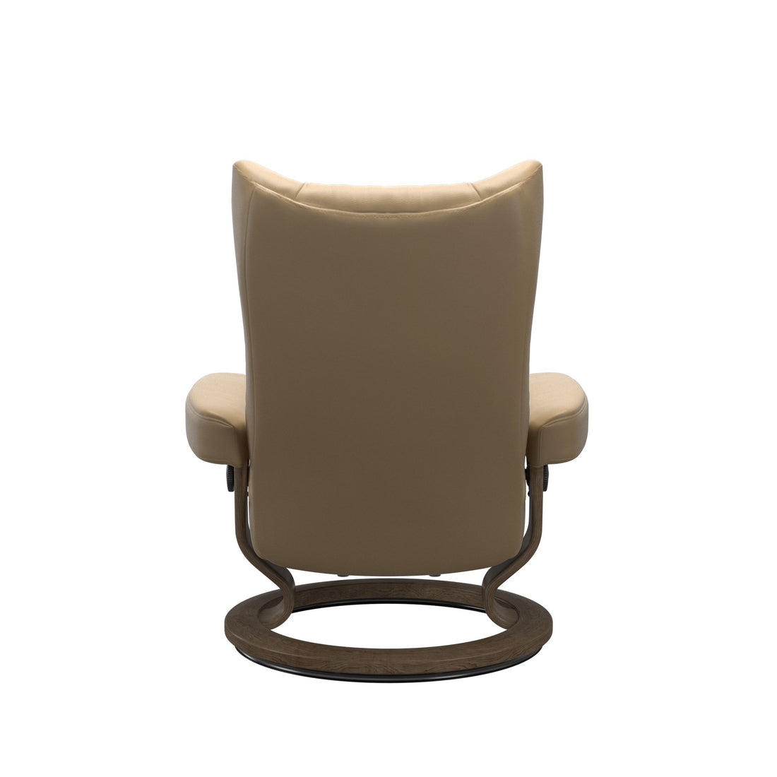 Stressless Wing Recliner Classic Base in Paloma Sand, Smoked Oak, back view