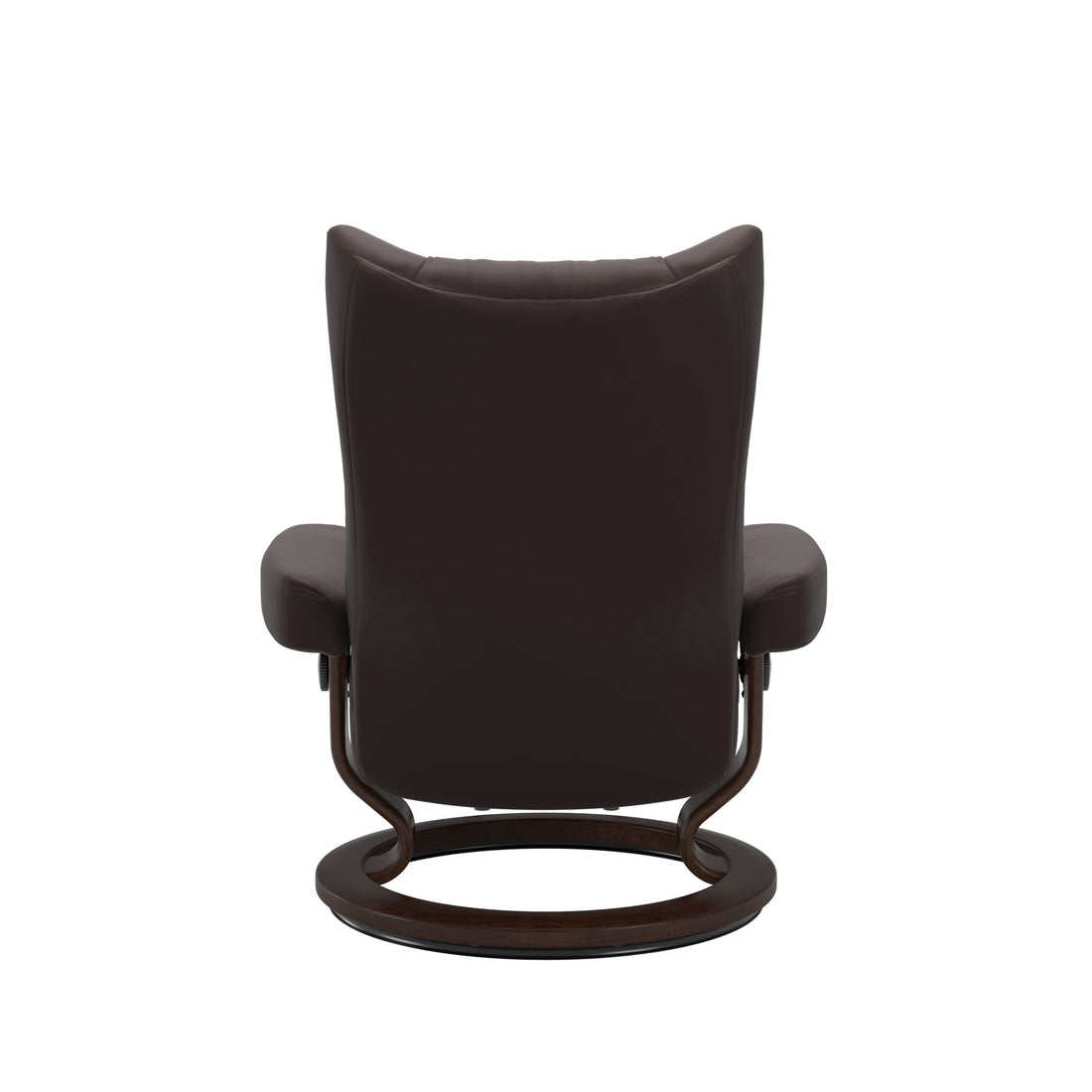 Stressless Wing Recliner Classic Base in Paloma Chocolate, Brown, back view