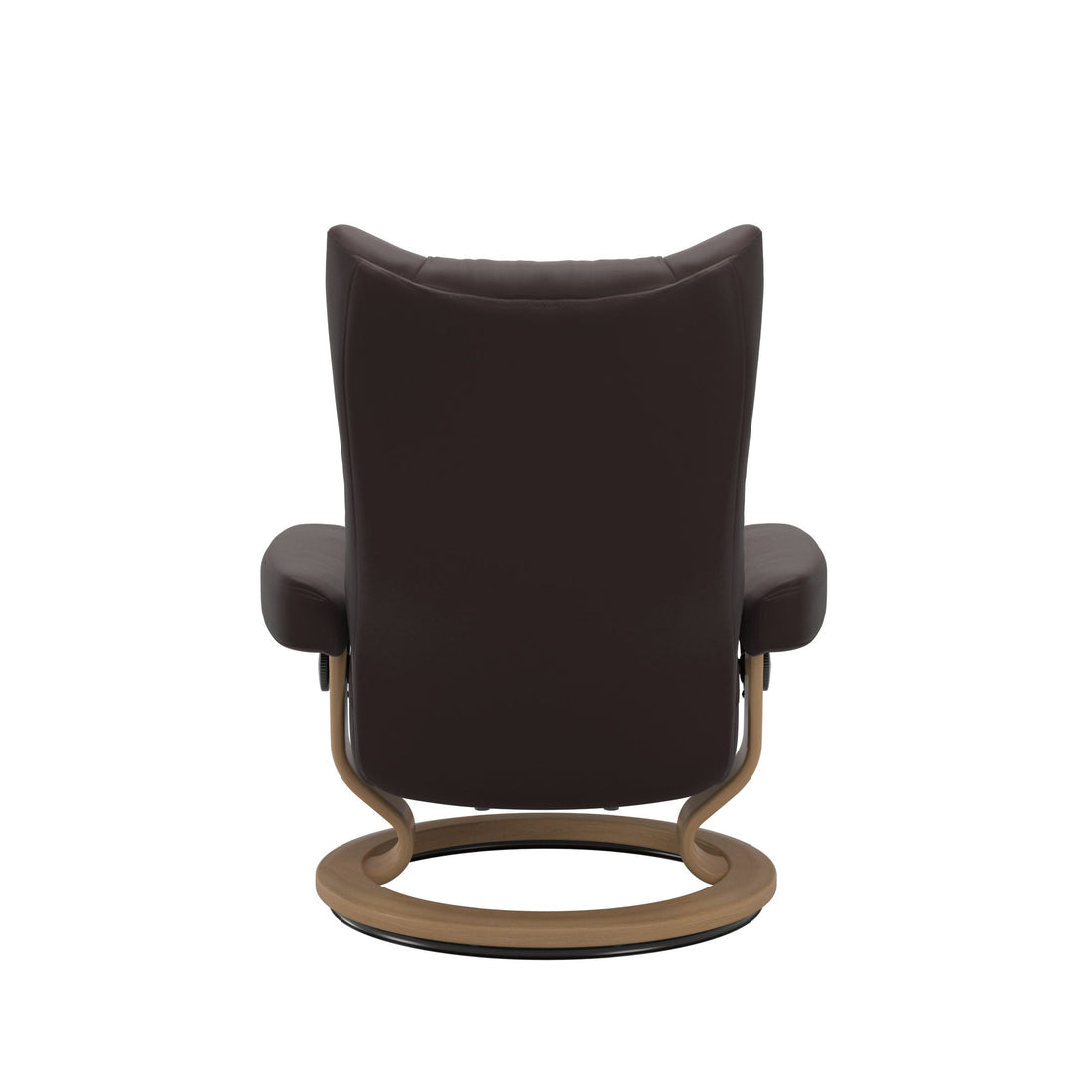 Stressless Wing Recliner Classic Base in Paloma Chocolate, Oak, back view