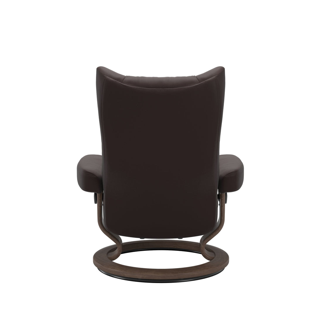 Stressless Wing Recliner Classic Base in Paloma Chocolate, Walnut, back view